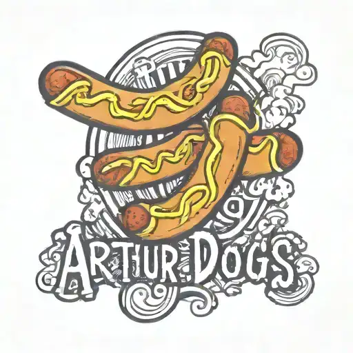 The Name Arthur Written Surrounded By Cartoon Hot Dogs