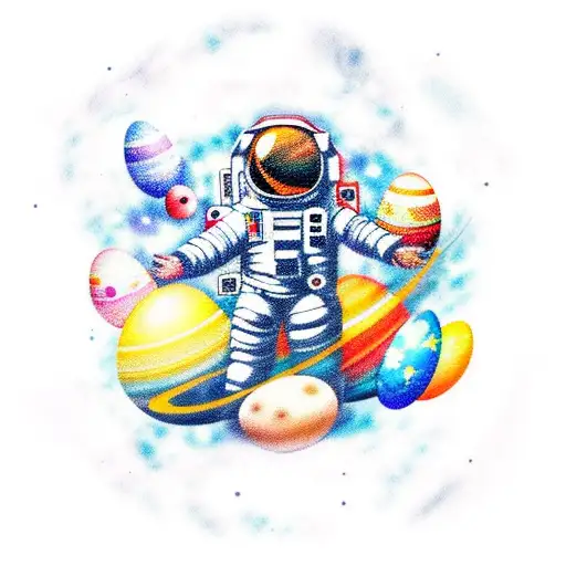 An Astronaut With The Galaxy In The Background With Planets And Some Deep Meaning Easter Eggs