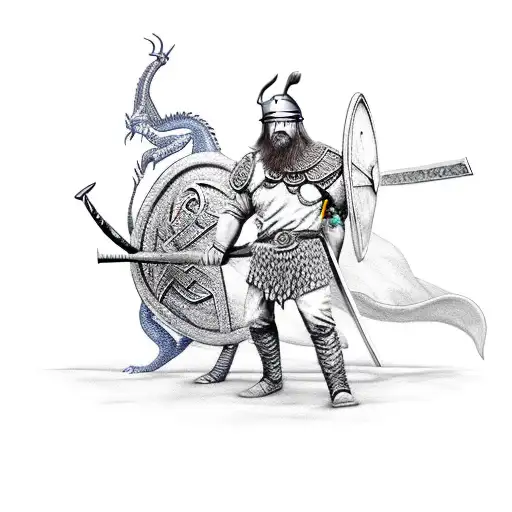 A Viking Warrior With A Dragon Companion