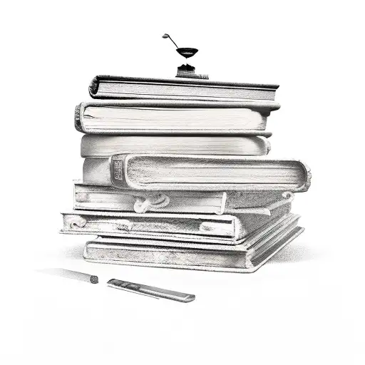 A Pile Of Ancient Books With A Cup Of Coffee