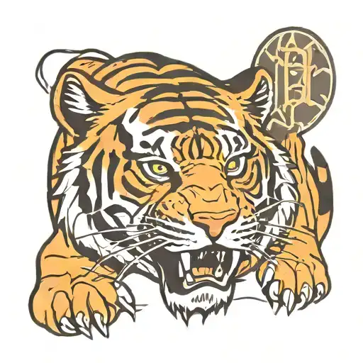 Small Tiger Detroit Tigers Style Tattoo With The Word Detroit On The Side Or Top