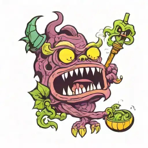 Cartoon Monster Smoking Weed