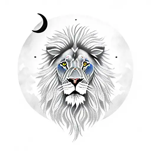 Lion With Roses And Moon