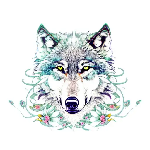 Wolf And Snake And Flowers