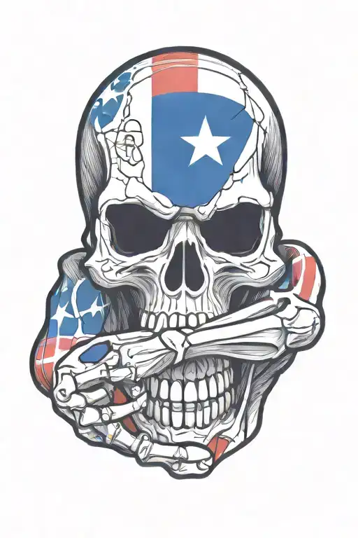 Hand Skeleton Tattoo Design With Puerto Rican Flag Integrated