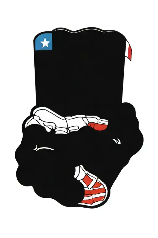 Hand Skeleton Tattoo Design With Puerto Rican Flag Integrated