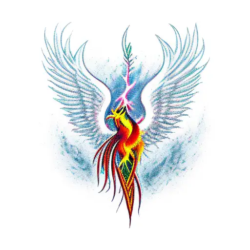 Phoenix With A Bleeding Heart Wrapped In Thorns