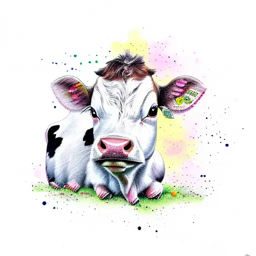 Cow Calf Cute Watercolour