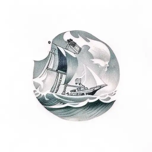 A New School Style Tattoo Of A Greek Mythology Scene With Sirens Luring Sailors To Their Doom