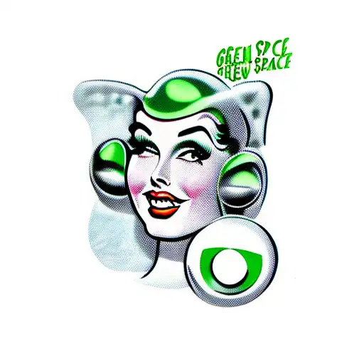 Green Space Alien As A 1950S Retro Pin-up Girl