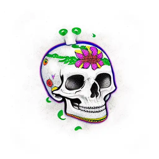 Scull Decorated For A Mexican Celebration Day Of The Deaths