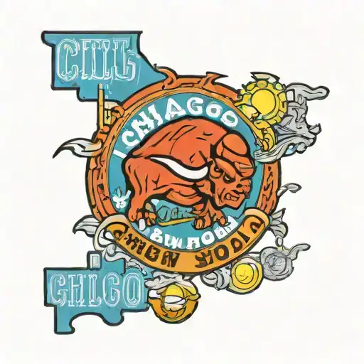 Illinois Sign With Bulls That Says Chicago