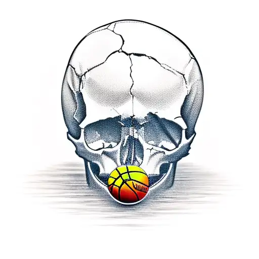 Skull With A Basketball In Its Mouth