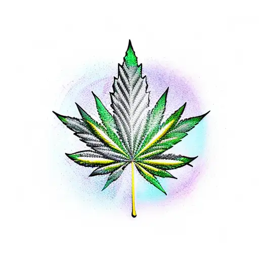 A New-school Design Featuring Gemstones Arranged In The Shape Of A Cannabis Leaf
