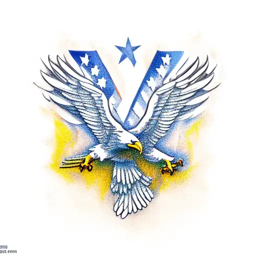 Eagle Holding American Flag