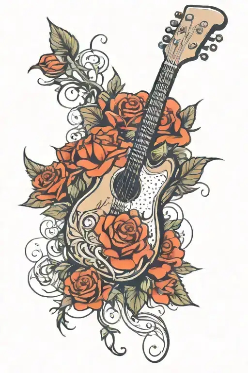 Roses And Guitar Merging Seamlessly