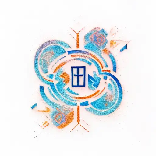 A Minimalist Tattoo Of Nsibidi Symbols Forming A Cloud Shape