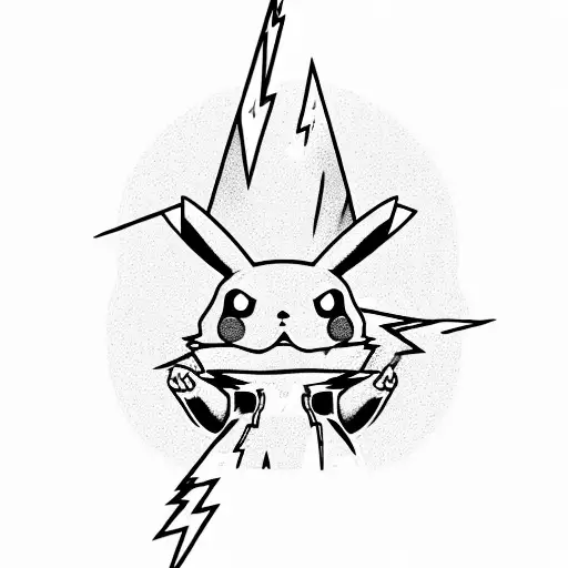 A New-school Design Featuring A Pikachu Snorting A Line Of Cocaine Shaped Like A Lightning Bolt