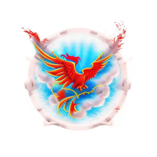Red Phoenix On The Chest