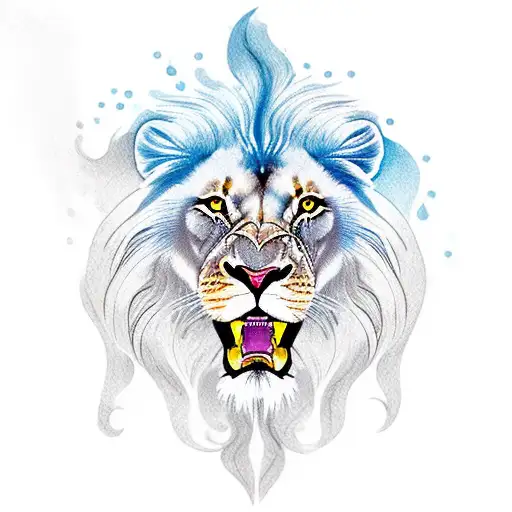 A Majestic Lion Swimming In The Ocean Waves