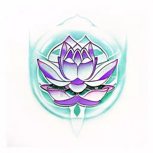 Side View Lotus Flower Overlaying An Enso Circle