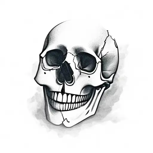1 Skull With The Left Half A Colorful Sugar Skull And Right Half Black And White Simple Plain Skull