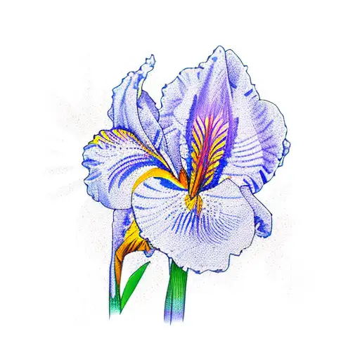 Abstract Iris Flower And Sun Rays