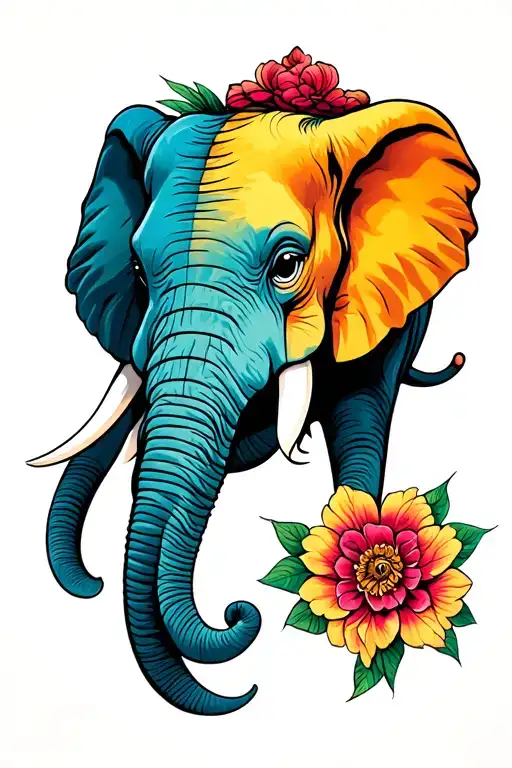 Half Elephant Head Half Sleeve