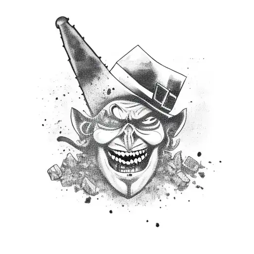 Evil Leprechaun With Knife And Cocaine
