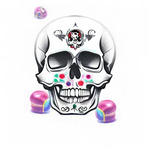 Candy Skull In Santa Muerte Style