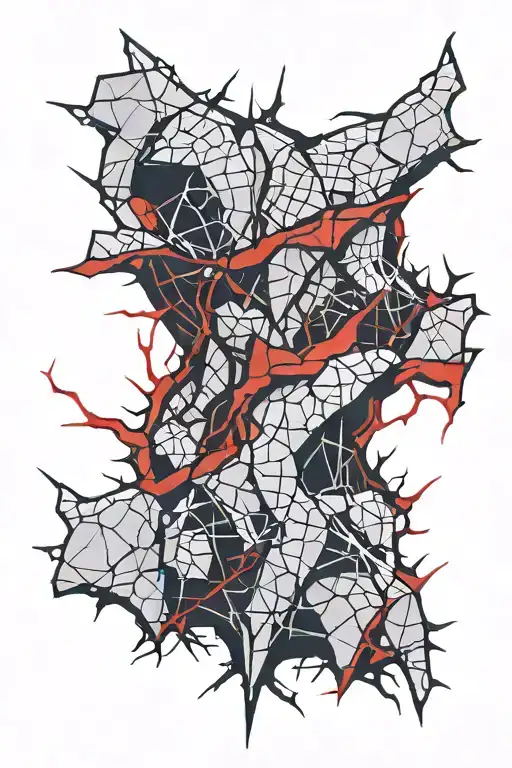 Black And Red Cracks Like In Concrete Wall Broken