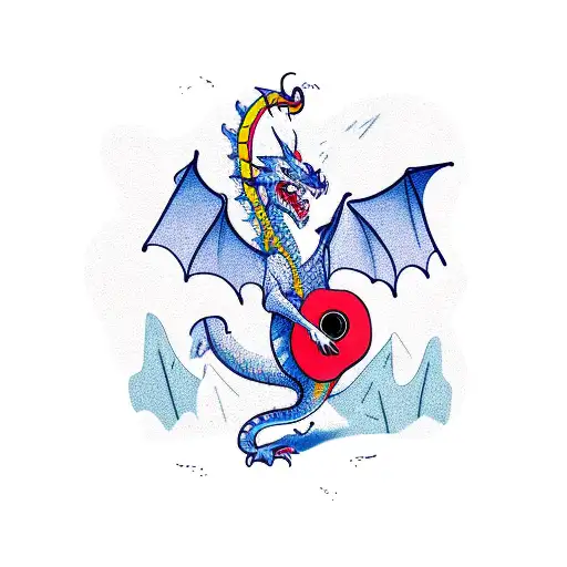 A Dragon Playing A Guitar On A Stage Surrounded By Cheering Fans