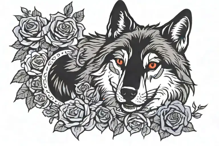 Wolf Blended By Roses