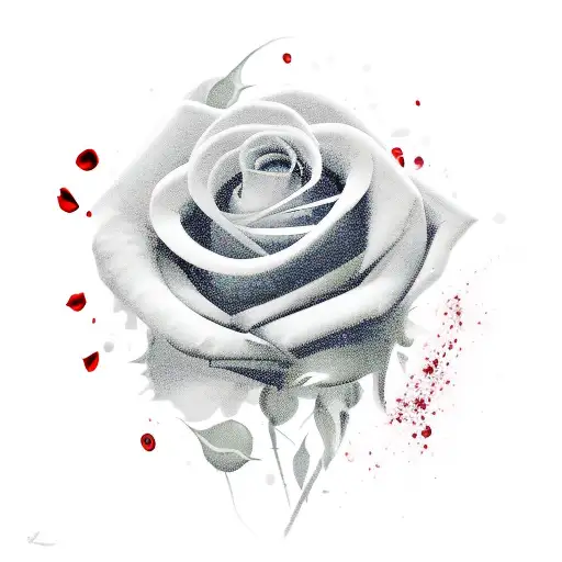 Red Rose With Blood Pouring Out Of Petals Leaving A Blood Stain
