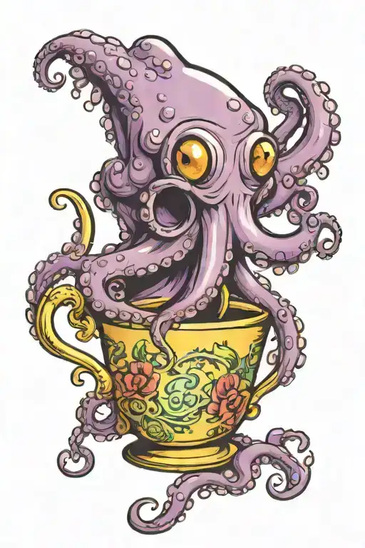 Octopus Holding Tea Cup
