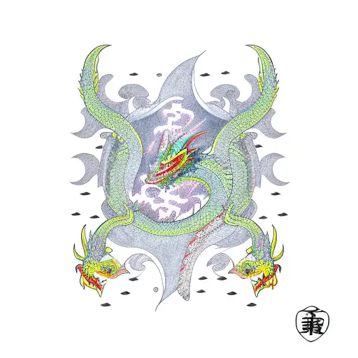 Dragon Sleeve In A Geometric And Japanese Style