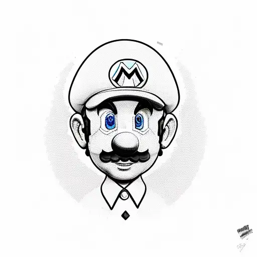A Realistic Portrait Of Mario In A New-school Style