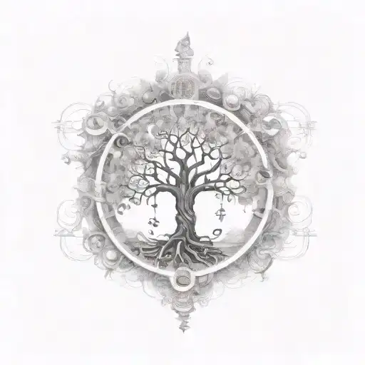 A Steam Punk-inspired Tree Of Life With Musical Notes Flowing Through The Branches