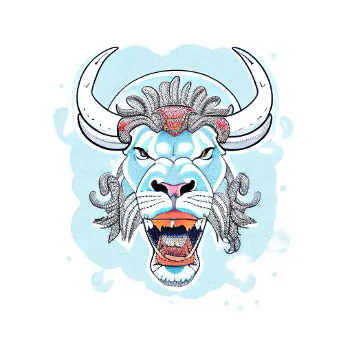 A Bull And A Crab And A Lion Heads