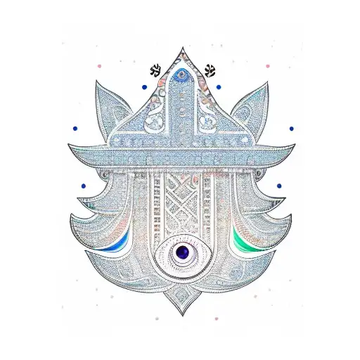 A New-school Hamsa With Intricate Tree Lamp Patterns