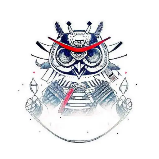 Samurai Owl Playing Shamiasen