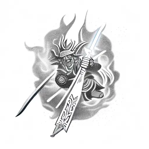A Mythical Warrior Wielding A Flaming Sword