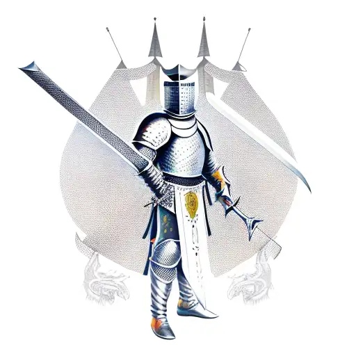 Knight With Sword In Arms