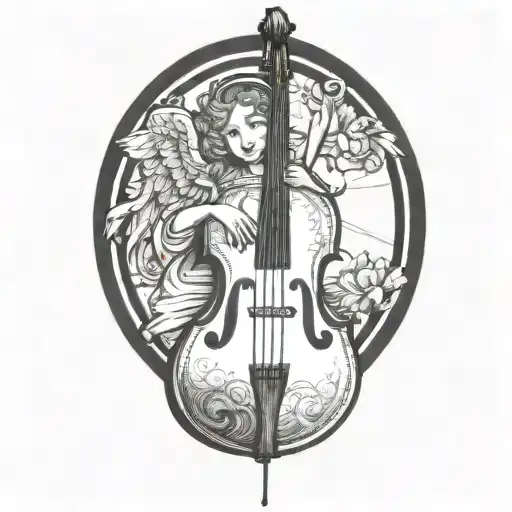 Angel Holding An Upright Bass