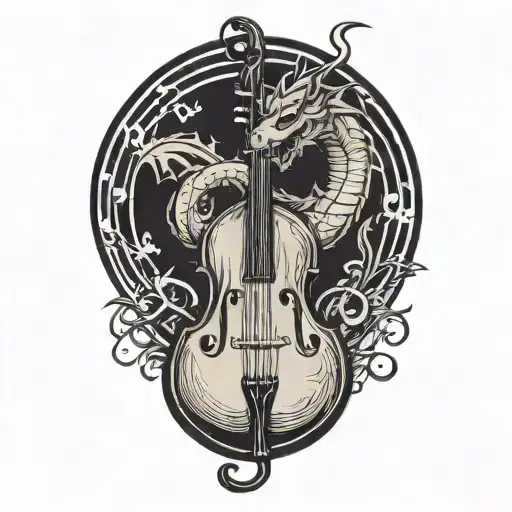 Dragon Curled Around An Upright Bass