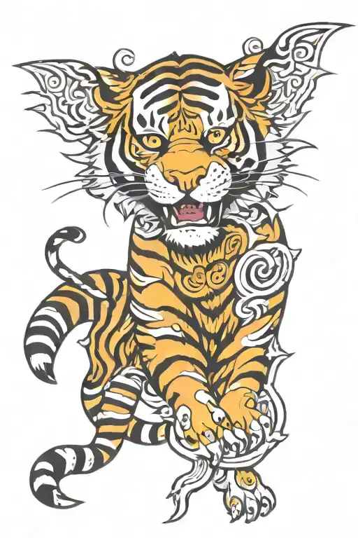 Pectoral Tiger Inspired Tatoo Design