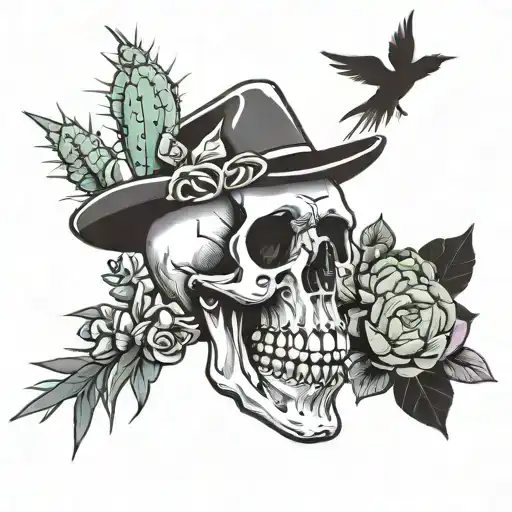 Skull And Cardinal And Cactus And Xray