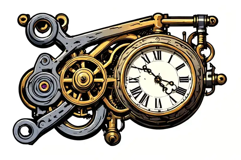 Mechanical Clock Mechanism Symbolizing The Life