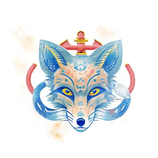 Japanese Fox Mask With Nautical Elements