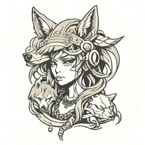 Anime Girl With Wolf Headdress Being Worn